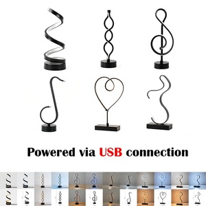 <b>USB</b> Powered Creative LED Table <b>Lamp</b>, Spiral Musical Note Heart Curved Desk Light, Modern Art Atmosphere <b>Lamp</b> For Home Decor - Product Image 1