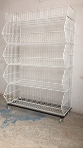 Présentoir multi-niveaux électroplaqué inclinable avec roulettes pour supermarchés, idéal pour la présentation de <span class=keywords><strong>fruits</strong></span> <span class=keywords><strong>et</strong></span> légumes - Product Image 4