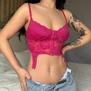 Lace Floral Chic Bodycon Camis Solid Shirts Sexy Retro Fairycore <strong>Grunge</strong> Cropped Corset Cute Tank <strong>Tops</strong> - Product Image 5