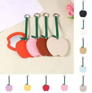 Colorful Korean Style Fruit Shape Makeup <b>Mirror</b> Custom PU Leather Rotate <b>Small</b> <b>Mirror</b> Keychain Portable Bag Accessory for Women - Product Image 1