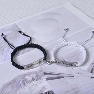 Queen & King Roestvrij Staal Id Charme Lange Afstand Paar Armbanden Aanpassen Logo Matching Macrame Armband Voor Mannen Vrouwen - Product Image 3