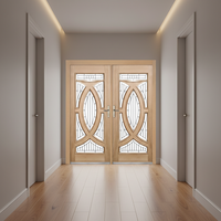 Porte d'entrée en bois massif renforcé de fibre de verre, anti-effraction, style moderne et contemporain, taille et couleur personnalisées pour usage extérieur.