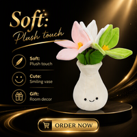 Jouet vase à fleurs en peluche avec rembourrage en coton PP et doublure en maille lavée - Décoration douce pour chambre à coucher, chambre d'enfant, cadeau