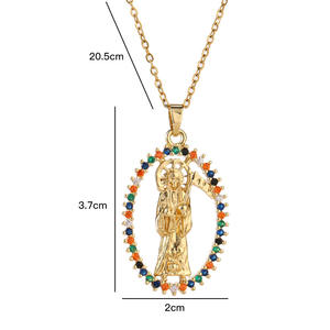 18K chapado en oro de <span class=keywords><strong>Santa</strong></span> Muerte mexicana colgante de Saint de <span class=keywords><strong>la</strong></span> Muerte de buena suerte talismán joyería católica COLLAR COLGANTE para las mujeres de los hombres - Product Image 5