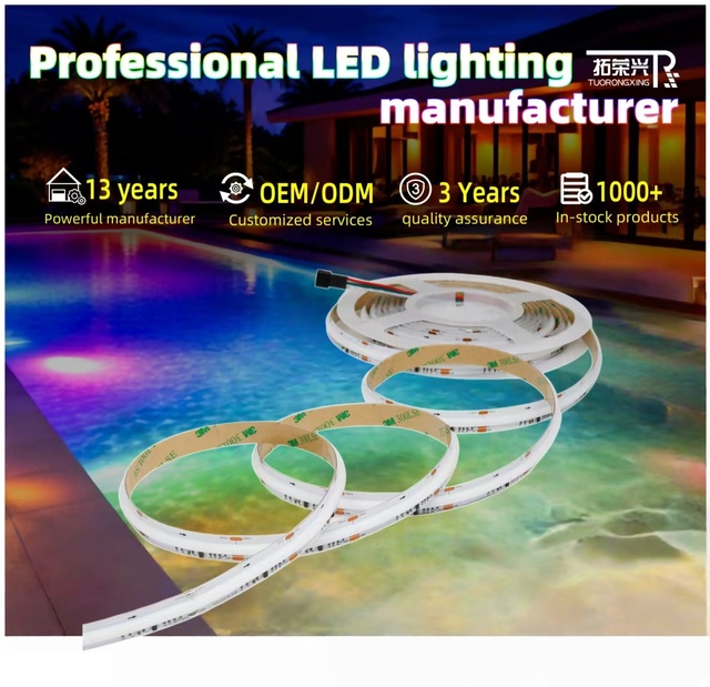 Outdoor Waterproof RGB COB LED Strip Light 432LEDs High Density Flexible LED Tape RGB Linear Light for Swimming Pool  Lighting