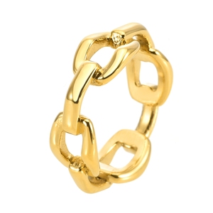 Vuông buckled chuỗi mạ Vàng Nhẫn đơn giản thép không gỉ trang sức với vàng mạ cho phụ nữ hợp thời trang Đảng Quà Tặng - Product Image 5