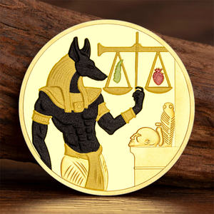 Antiguos faraones egipcios coloridos chapados en oro moneda coleccionable cabeza de <span class=keywords><strong>perro</strong></span> muerte Anubis Libra monedas conmemorativas de sabueso - Product Image 3