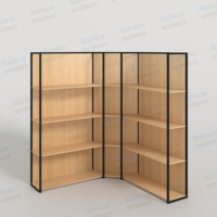 Kainice Holzmaserung-Panel L-förmiges Eckregal Weißes Laminat Verstellbares Regal für Boutique-Einzelhandels-Präsentationsständer