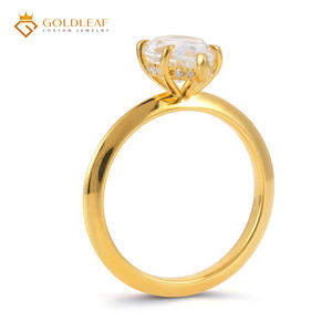 แหวนทองคำแท้ 14K ประดับเพชรคิวบิกเซอร์โคเนียทรงลูกแพร์ 7x10 มม. สีขาว 5A แบบสังเคราะห์ สำหรับงานหมั้น  ปรับแต่งได้ตามต้องการ - Product Image 2