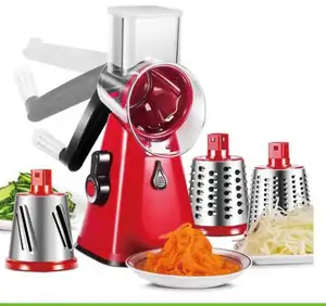 Hot Sale Kitchen Manual Rotary Cheese Grater with Handle Vegetable Slicer Nuts Grinder Replaceable Drum Blades Cheese Shredder