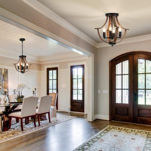 <span class=keywords><strong>Lustre</strong></span> de style farmhouse en <span class=keywords><strong>bois</strong></span> de noyer <span class=keywords><strong>noir</strong></span>, 4 lumières, suspension industrielle pour <span class=keywords><strong>salon</strong></span>, salle à manger, entrée, hall d'entrée - Product Image 6