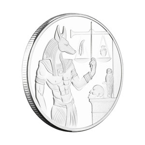 Moneda Conmemorativa de Plata de Anubis, el Dios de la Muerte del Antiguo Egipto, con Diseño de Pirámide y Patrón de Dieb, Coleccionable - Product Image 5