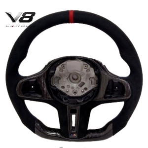 Volant de direction en fibre de carbone véritable personnalisé de style <span class=keywords><strong>sport</strong></span> racing pour les séries 1, 2, 3, 4, F40, F44, G20, G22, M2, M3, M4, accessoires de voiture V8carbon - Product Image 6