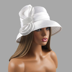 Chapeaux formels élégants pour femmes pour les mariages à l'église Kentucky Derby Parties-Satin Cloth Fascinator Banquet Sun Hats Bandeaux de mariage - Product Image 4