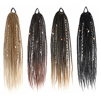 Queue de cheval élastique perlée mate pour femme, extension de cheveux tressée en corde de couleur bohème