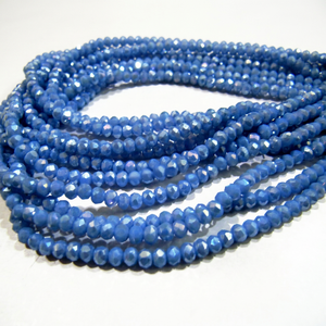 Cuentas facetadas de calcedonia azul mística recubierta de hidrocuarzo, tamaño 3-4 mm, forma rondel, hilo de 14 pulgadas - Product Image 1