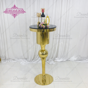 Taburetes de Bar de lujo modernos con mesa de cóctel superior de cristal silla alta para hotel o boda para la barra casera hecha de metal - Product Image 1