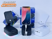 Haut-parleur Bluetooth portable avec support pour téléphone portable, batterie externe, stéréo TWS, lampe LED inférieure, prise en charge de la lecture TF/USB, appels mains libres