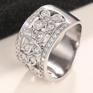 Anillo de diamantes plateado para mujer con diamantes cultivados en laboratorio de corte brillante redondo, alianza de boda T0129 - Product Image 6