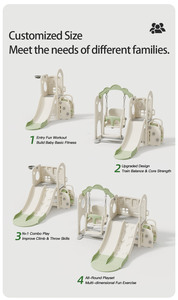 Centre <span class=keywords><strong>d</strong></span>'activités intérieur pour bébé en HDPE, best-seller, multifonctionnel, avec toboggan, balançoire, structure <span class=keywords><strong>d</strong></span>'escalade et rangement, ensemble de jeu extensible N Plus One - Product Image 2
