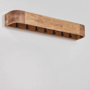 <span class=keywords><strong>Étagère</strong></span> murale flottante en bois <span class=keywords><strong>avec</strong></span> <span class=keywords><strong>porte</strong></span>-manteaux dissimulés pour <span class=keywords><strong>rangement</strong></span> et décoration <span class=keywords><strong>de</strong></span> chambre à coucher – Vente en gros personnalisée - Product Image 1