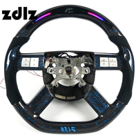 Volant de direction personnalisé en fibre de carbone bleu poudré avec LED pour l'intérieur des voitures Chrysler 300 300C 2008 2009 2010 2011 2012 pour Dodge