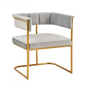 HMS contemporaneo minimalista da pranzo poltrona grigio oro tessuto imbottito forte schienale per salotti Home Office Home Bar - Product Image 1