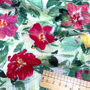 Tissu tissé 100 % coton rétracté au sel en stock |   Robe pour filles, garçons et enfants, imprimé <span class=keywords><strong>fleurs</strong></span> rouges aquarelle, 80 g/m², tissu froissé résistant aux plis - Product Image 3