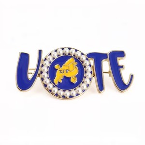 Broches personnalisables de la sororité Sigma Gamma Rho, badges de vote, broches SGR, épingles de talon, broches cheveux bouclés bleu or pour femmes - Product Image 4