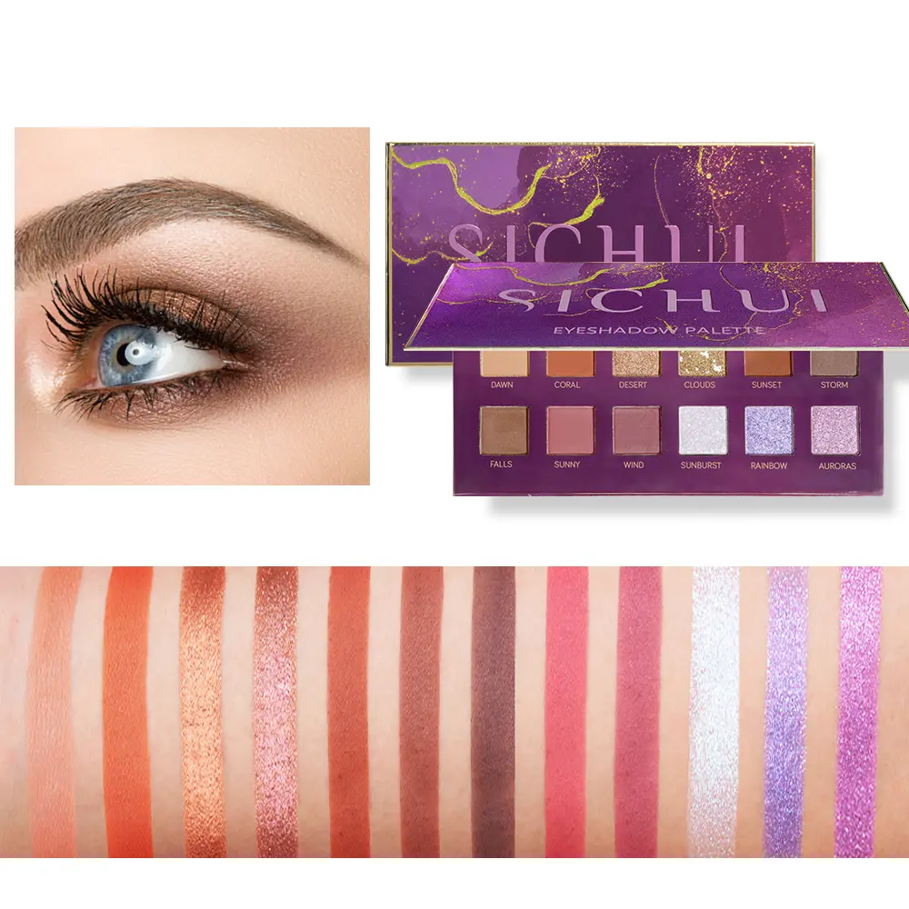 Paleta de sombra de ojos OEM, buena calidad, precio barato, 12 colores, maquillaje Nude