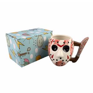 Venta al por mayor de Halloween <span class=keywords><strong>Horror</strong></span> Freddy Jason máscara taza bola fantasma diablo cien Slash pintado personalizado taza de café de cerámica - Product Image 3