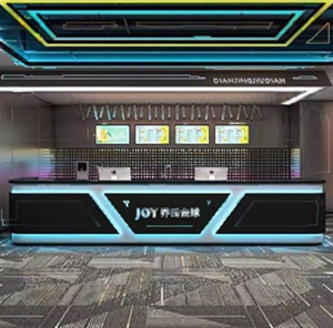 Mostrador de Recepción de Fibra de Vidrio de Lujo, Diseño Curvo, Personalizado de Fábrica, OEM/ODM, para Centros Comerciales y Clubes - Product Image 4