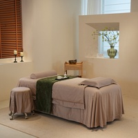 Ensemble de draps de table de massage en coton brun de qualité supérieure, 4 pièces