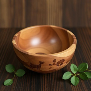 Bol de service en bois imprimé, artisanal, de qualité supérieure, au design moderne, robuste et alimentairement sûr, pour la maison, les restaurants et la restauration. - Product Image 5