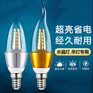 หลอดไฟ LED รูปทรงเทียน E14 5W 7W 9W 12W แหล่งกำเนิดแสงสำหรับโคมระย้าแบบปลายแหลม E27 หลอดประหยัดพลังงานสำหรับโคมคริสตัล - Product Image 1