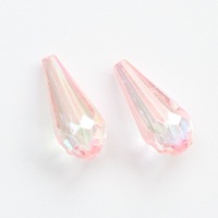 Perles acryliques facettées en forme de goutte d'eau, irisées AB, trou de 2 mm, 11x25 mm, pour vêtements, cheveux, bricolage, fournitures artisanales, vente en gros directe d'usine