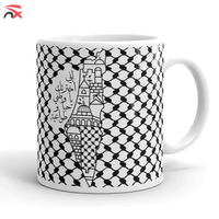 Mug en céramique Palestine 330 ml pour thé et café, personnalisable avec logo, idéal pour événements sportifs, cadeaux d'entreprise, lancement, sublimation
