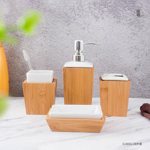 Customized Four Piece Ceramic Bathroom <b>Set</b> <b>Square</b> Hotel Toiletries Eco Friendly DJ0062 - Product Image 3