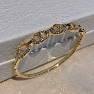 Fashion Chain Link <b>Bracelet</b> <b>Copper</b> Alloy Micro Inlaid Zircon Golden Platinum Women's Gift Jewelry Yiwu Origin - Product Image 4