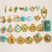Breloques HB878 en acier inoxydable série bleue, breloques œil porte-bonheur et turquoise, bijoux polyvalents de luxe léger pour colliers et boucles d'oreilles
