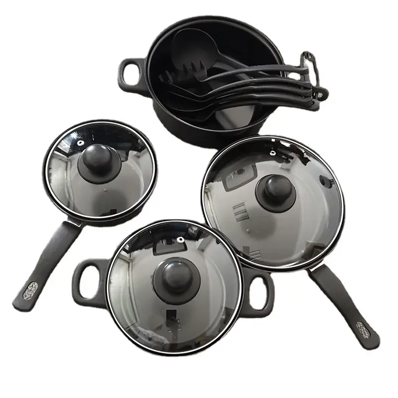 Ensemble de casseroles Pot de commerce extérieur Ensemble de 13 pièces Poêle antiadhésive Marmite Poêle à frire Assortiments Cuisine Vente en gros transfrontalière