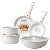 Ensemble de 9 casseroles et poêles en acier au carbone avec poignée amovible, batterie de cuisine pour induction, idéal pour camping-car