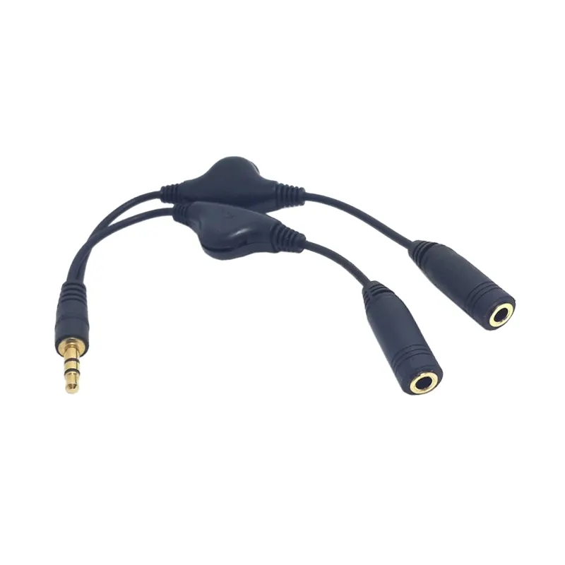 3.5mm male to females headphone splitter cable 3.5 Y splitter male to female extension audio cable with volume control