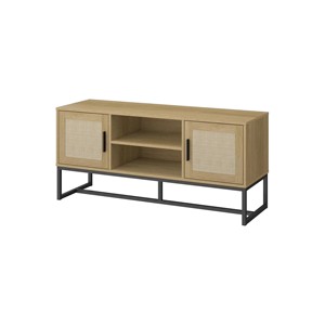Estantería de Madera con Cubos de Almacenamiento, 3 Puertas de Ratán y Patas de Metal, Mueble <span class=keywords><strong>2x3</strong></span> - Product Image 6