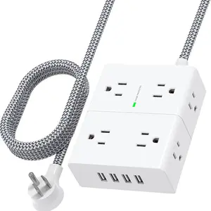 Prix de gros US 4 faces conception peu encombrante 8 prises avec station de charge rapide USB multiprise