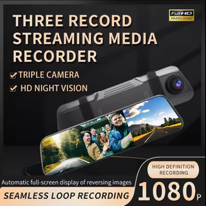 เครื่องบัน<span class=keywords><strong>ท</strong></span>ึกวิดีโอหน้าจอระบบสัมผัส Full HD 1080P ขนาด10นิ้ว<span class=keywords><strong>กล่อง</strong></span>ดำรถยนต์สามชั้นพร้อมจอแสดงผลสามหน้าจอ - Product Image 3