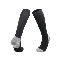 Chaussettes de football montantes pour hommes en coton tricoté avec logo personnalisé, protège-tibias intégrés et doublure de chaussette tout-en-un