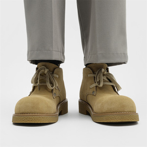 Stylish Men Casual Work Boots 2026 New Suede Leather Round Toe Thick Sole <b>Height</b> <b>Increasing</b> Outdoor <b>Shoes</b> - Product Image 2