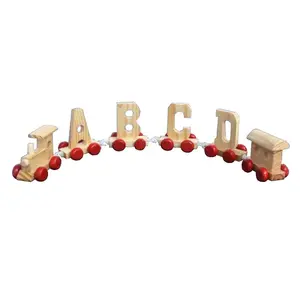 Wooden personalized natural name letter train alphabet name letter toy train for kids birthday christening newborn baby gift