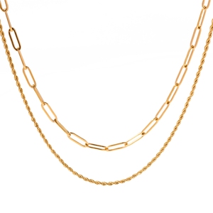 <span class=keywords><strong>J</strong></span> & <span class=keywords><strong>J</strong></span> <span class=keywords><strong>D</strong></span> 18K impermeable chapado en oro collar de declaración de acero inoxidable joyería de cadena de eslabones de moda para mujeres - Product Image 2